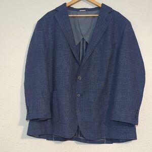 Joseph Abboud Mens Blue Linen Silk Wool Blazer Luxury Preppy Minimalist Business